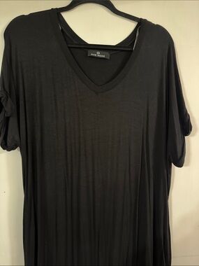Black V-Neck Women's Maxi Dress, 1X